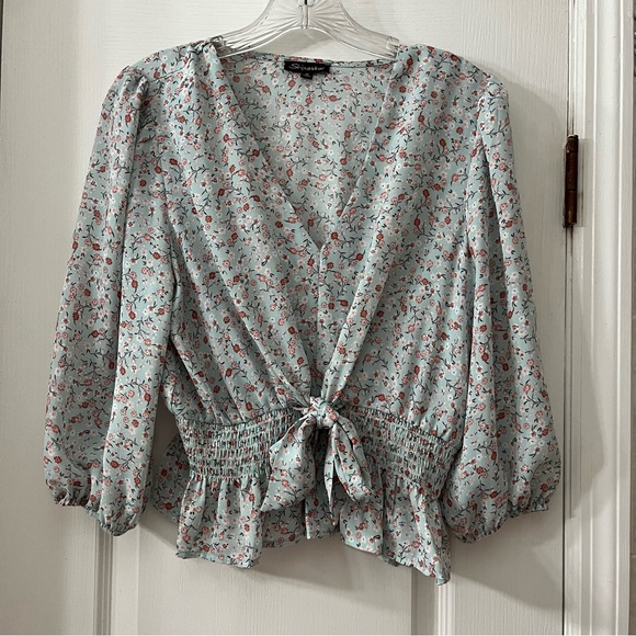 Shinestar Tops - Floral Smocked Waist Blouse/Medium
